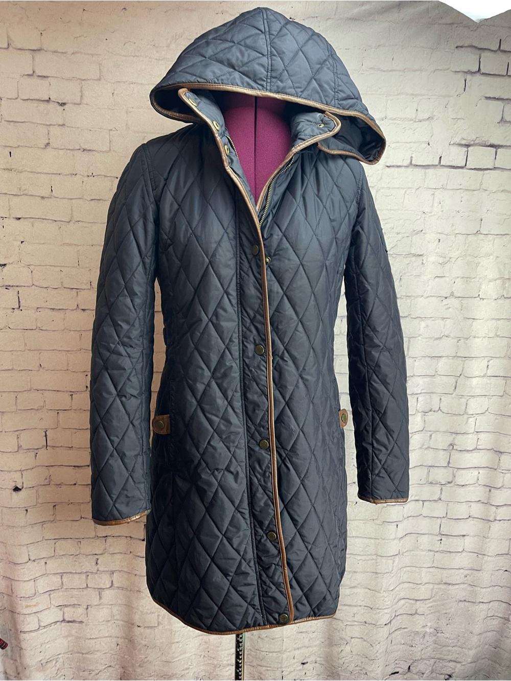 Lauren Ralph Lauren quilted hooded coat navy blue size XS